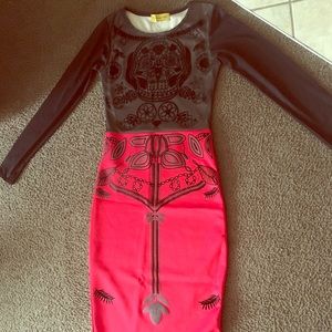 Black/Red Print Fitted Dress